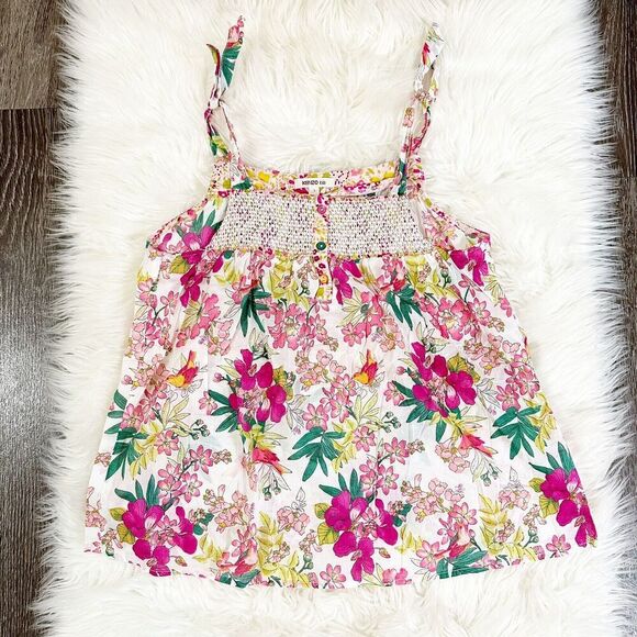 Kenzo Other - KENZO Kids Girls Floral Tank Size Small Tie Sleeve Feminine Cotton Bird Print